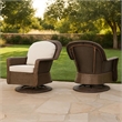Kaia Outdoor Swivel Accent Chair Set of 2- Rattan Wicker Weave- Beige
