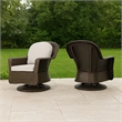 Kaia Outdoor Swivel Accent Chair Set of 2- Rattan Wicker Weave- Beige