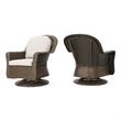 Kaia Outdoor Swivel Accent Chair Set of 2- Rattan Wicker Weave- Beige