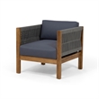 Outdoor Accent Chair Set of 2- Rope Weaving- Teak Brown Acacia Wood