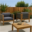 Outdoor Accent Chair Set of 2- Rope Weaving- Teak Brown Acacia Wood