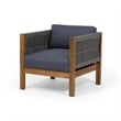 Outdoor Accent Chair Set of 2- Rope Weaving- Teak Brown Acacia Wood