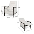 Reina Recliner Chair with Push-Back- Brown Birch Wood- Beige Fabric