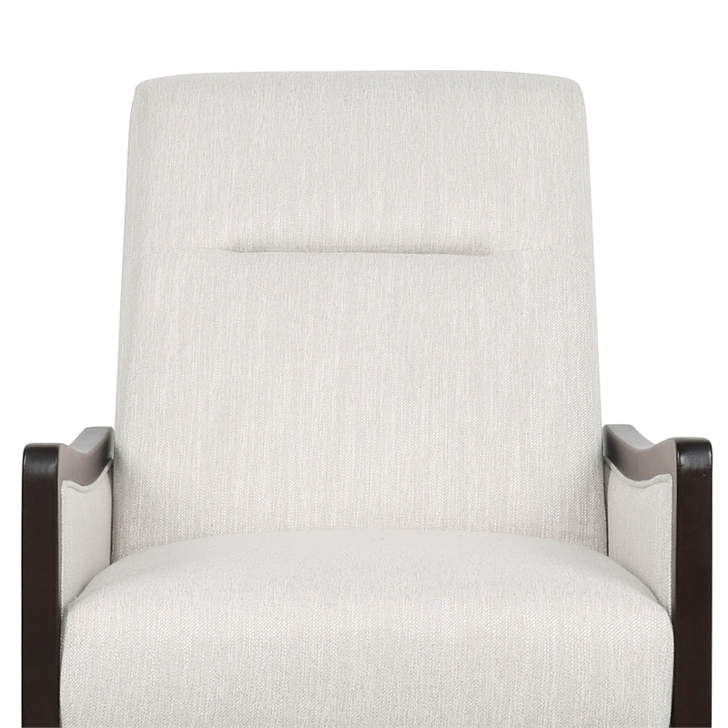 Reina Recliner Chair with Push-Back- Brown Birch Wood- Beige Fabric