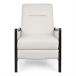 Reina Recliner Chair with Push-Back- Brown Birch Wood- Beige Fabric