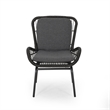Patio Accent Chair Set of 2- Open Wicker- Round Edge- Black Iron- Gray