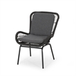 Patio Accent Chair Set of 2- Open Wicker- Round Edge- Black Iron- Gray