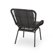 Patio Accent Chair Set of 2- Open Wicker- Round Edge- Black Iron- Gray