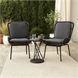 Patio Accent Chair Set of 2- Open Wicker- Round Edge- Black Iron- Gray