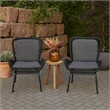 Patio Accent Chair Set of 2- Open Wicker- Round Edge- Black Iron- Gray