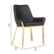 Fuma 23 Inch Dining Accent Chair Set of 2- Tufted- Black Faux Leather- Gold