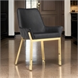 Fuma 23 Inch Dining Accent Chair Set of 2- Tufted- Black Faux Leather- Gold