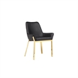 Fuma 23 Inch Dining Accent Chair Set of 2- Tufted- Black Faux Leather- Gold