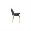 Fuma 23 Inch Dining Accent Chair Set of 2- Tufted- Black Faux Leather- Gold
