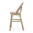 46 Inch Outdoor Barstool Chair Set of 2- Red White Brown Woven Wicker
