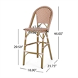 46 Inch Outdoor Barstool Chair Set of 2- Red White Brown Woven Wicker