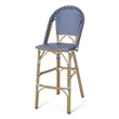 Meso Outdoor Barstool Chair Set of 2- White Blue Wicker Woven- Brown