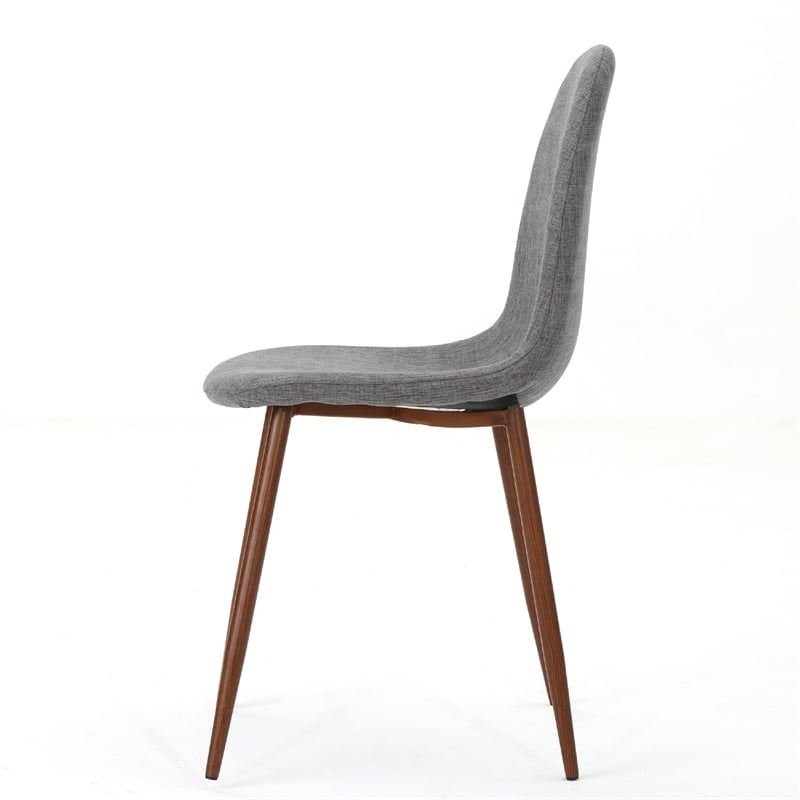 Dining Chair Set of 2- Light Gray Seat and Back Cushion- Brown Metal