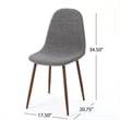 Dining Chair Set of 2- Light Gray Seat and Back Cushion- Brown Metal
