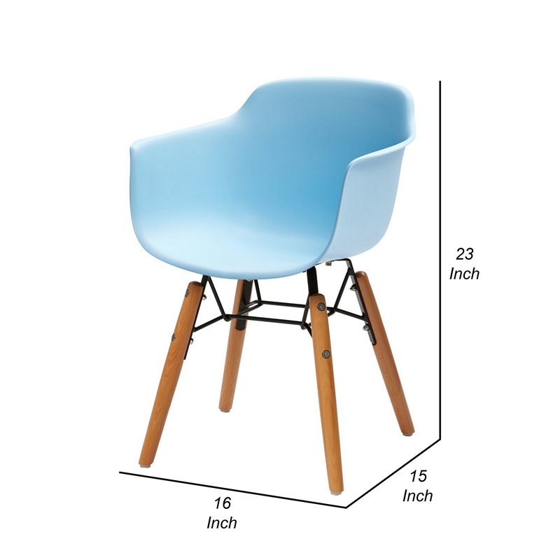 Lyna 16 Inch Kids Side Chair with Solid Back- Set of 4-Angled Wood Base- Blue