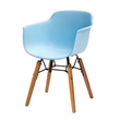 Lyna 16 Inch Kids Side Chair with Solid Back- Set of 4-Angled Wood Base- Blue