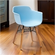 Lyna 16 Inch Kids Side Chair with Solid Back- Set of 4-Angled Wood Base- Blue