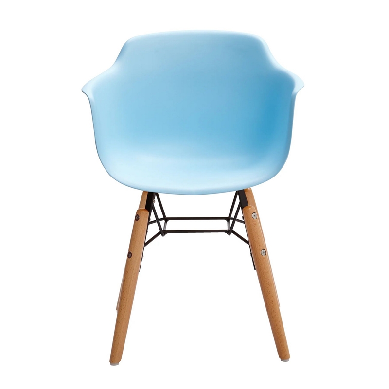 Lyna 16 Inch Kids Side Chair with Solid Back- Set of 4-Angled Wood Base- Blue