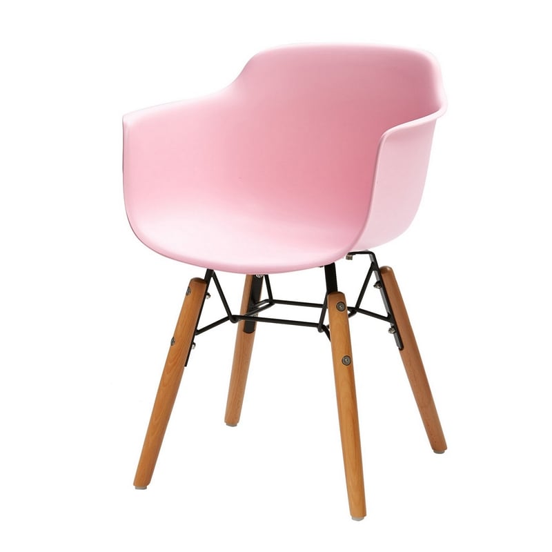 Lyna 16 Inch Kids Side Chair with Solid Back- Set of 4-Angled Wood Base- Pink