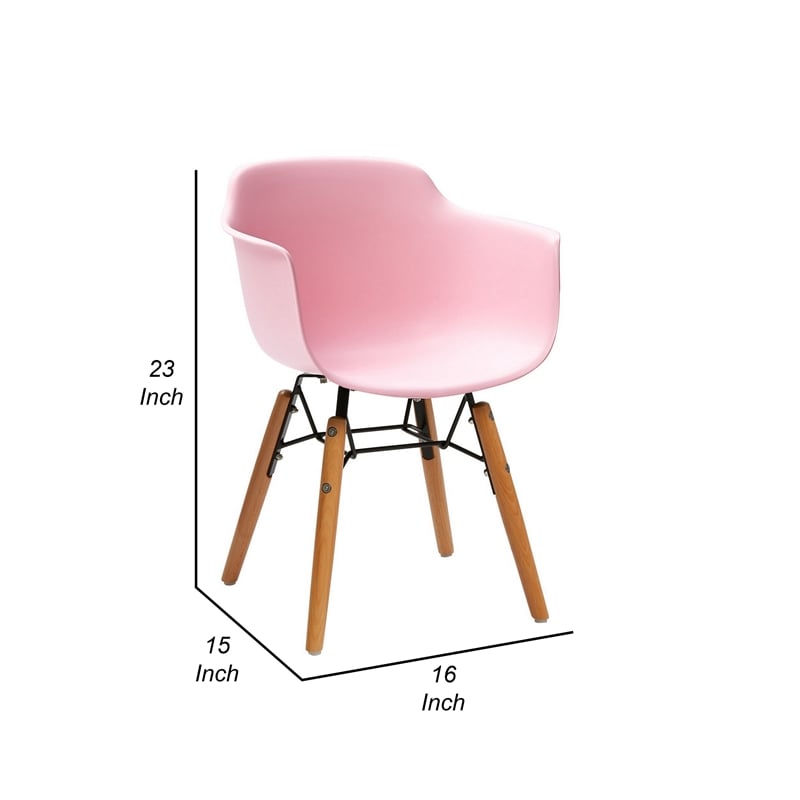 Lyna 16 Inch Kids Side Chair with Solid Back- Set of 4-Angled Wood Base- Pink