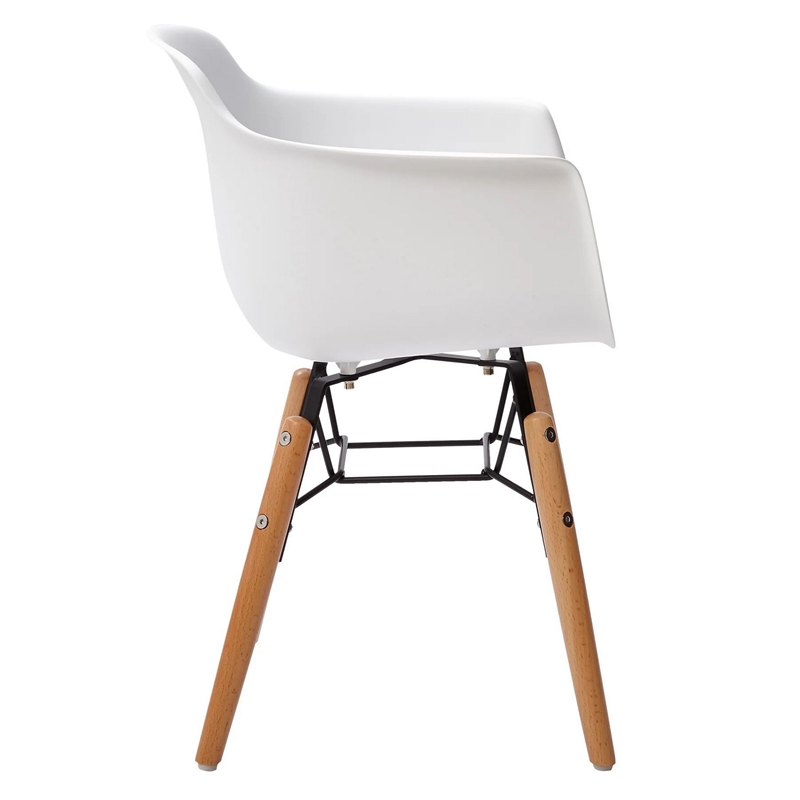 Lyna 16 Inch Kids Side Chair with Solid Back- Set of 4-Angled Wood Base- White