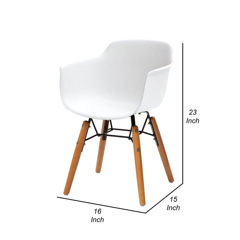 Lyna 16 Inch Kids Side Chair with Solid Back- Set of 4-Angled Wood Base- White