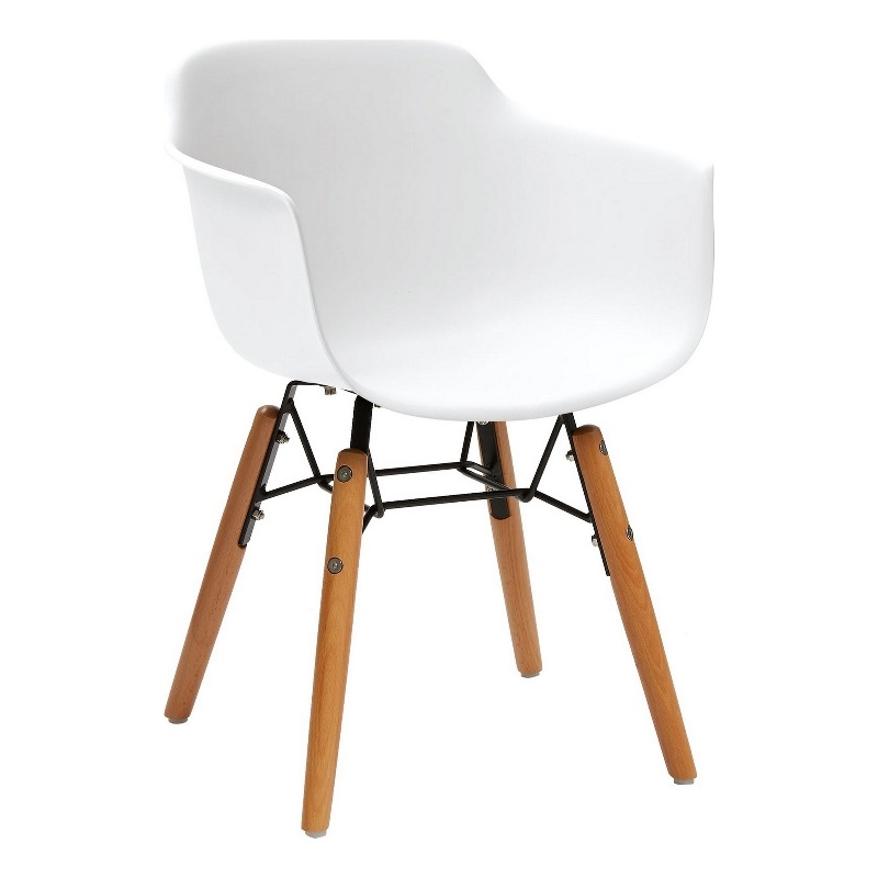 Lyna 16 Inch Kids Side Chair with Solid Back- Set of 4-Angled Wood Base- White
