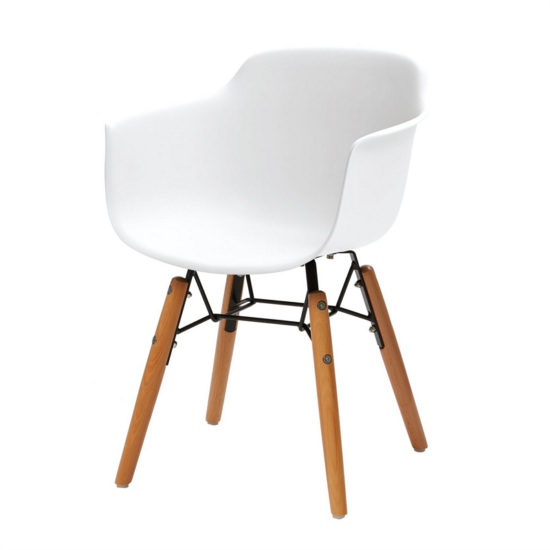 Lyna 16 Inch Kids Side Chair with Solid Back- Set of 4-Angled Wood Base- White