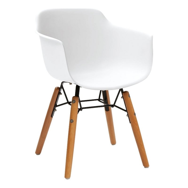 Lyna 16 Inch Kids Side Chair with Solid Back- Set of 4-Angled Wood Base- White