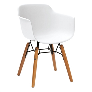 Lyna 16 Inch Kids Side Chair with Solid Back- Set of 4-Angled Wood Base- White