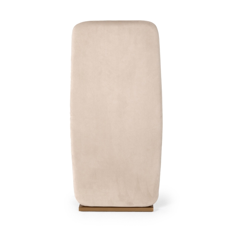 Cid Jim 19 Inch Dining Chair Set of 2- Beige Velvet Fabric- Brushed Brass