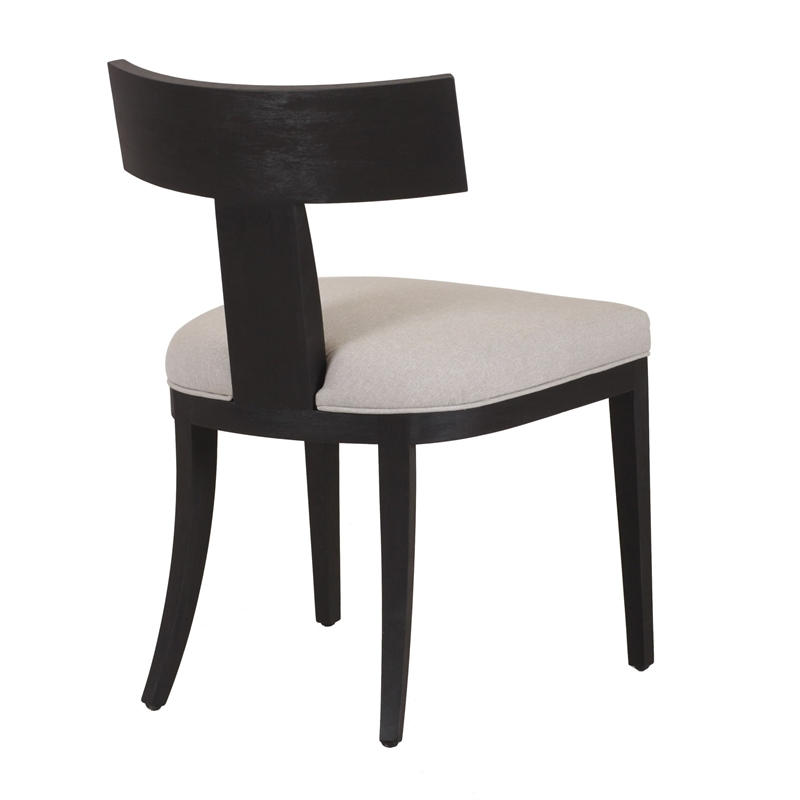 Cid Sten 21 Inch Dining Chair Set of 2- T Shape Back- Beige Linen- Black