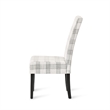 Cini Dining Side Chair Set of 2- Gray Plaid Fabric- Black Wood Legs