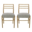 Piny Dining Side Chair Set of 2- Gray Padded Seat- Wood Ladderback