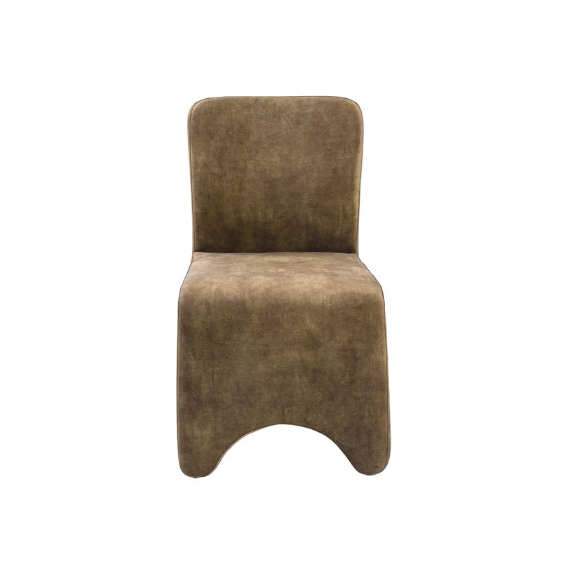 Cid Lou 19 Inch Side Dining Chair Set of 2- Brown Polyester- Panel Frame