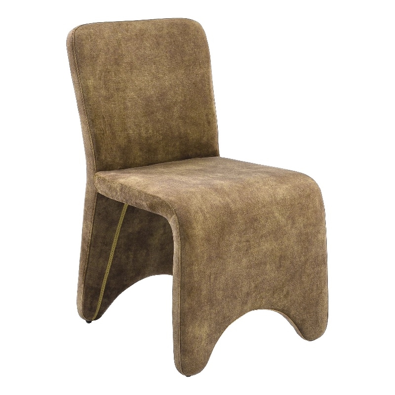 Cid Lou 19 Inch Side Dining Chair Set of 2- Brown Polyester- Panel Frame