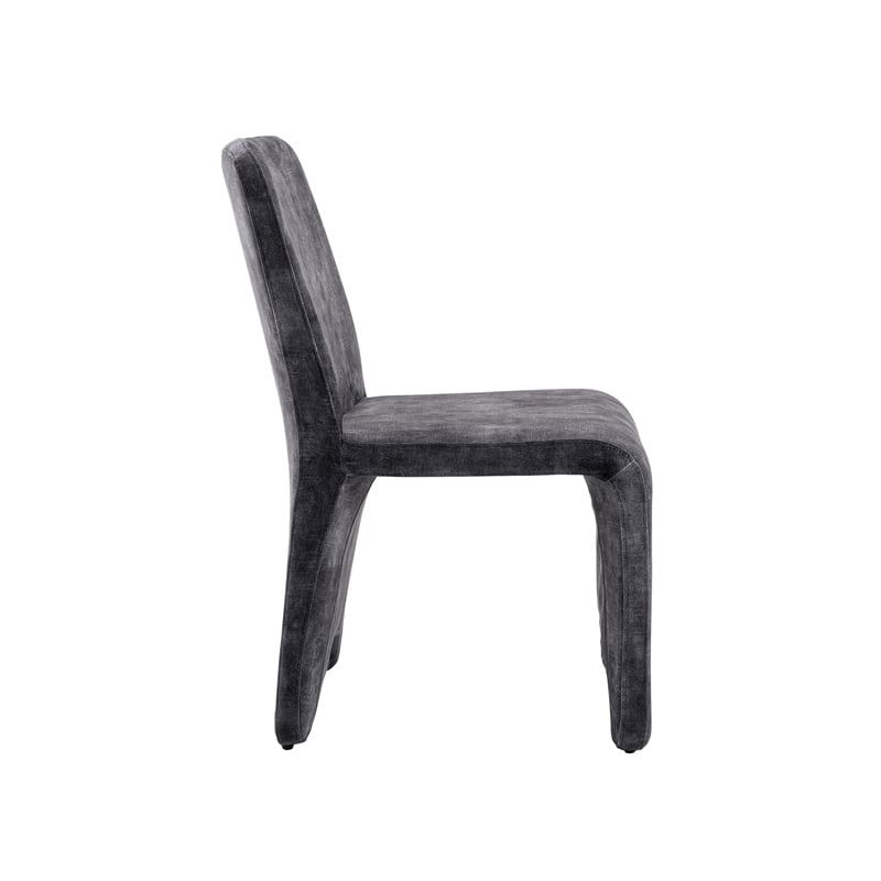 Cid Lou 19 Inch Side Dining Chair Set of 2- Gray Polyester- Panel Frame