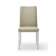 18 Inch Side Dining Chair Set of 2- Gray Faux Leather- Steel Tapered Legs