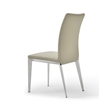 18 Inch Side Dining Chair Set of 2- Gray Faux Leather- Steel Tapered Legs
