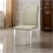 18 Inch Side Dining Chair Set of 2- Gray Faux Leather- Steel Tapered Legs