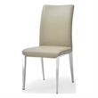 18 Inch Side Dining Chair Set of 2- Gray Faux Leather- Steel Tapered Legs