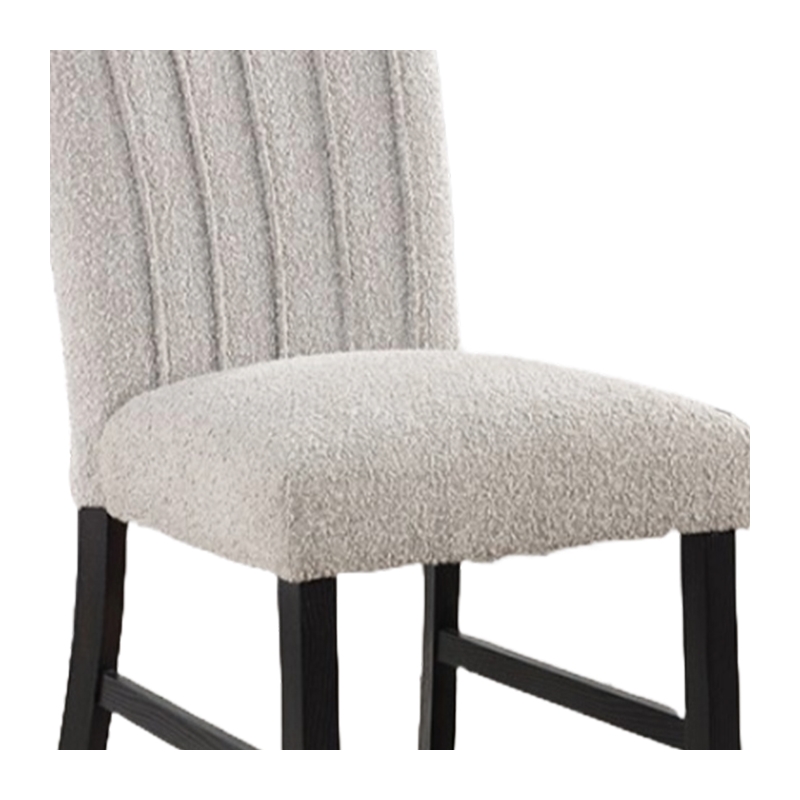 Reo Dining Side Chair Set of 2- Vertical Tufted Gray Boucle- Black