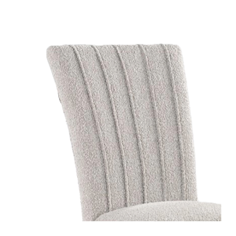 Reo Dining Side Chair Set of 2- Vertical Tufted Gray Boucle- Black