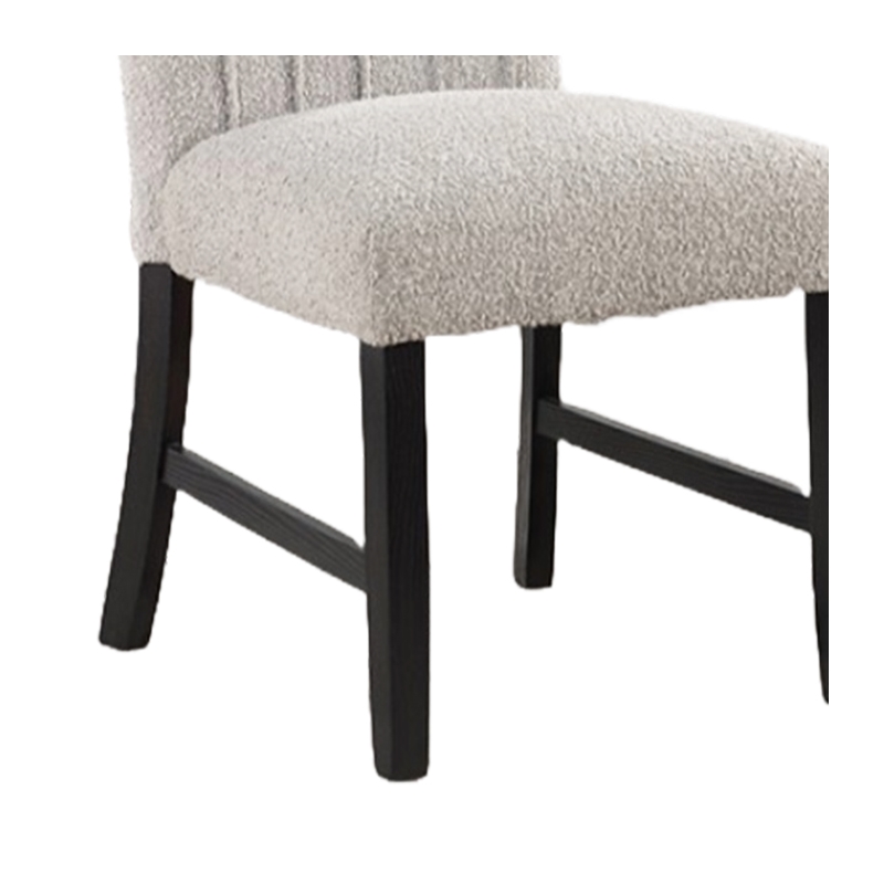 Reo Dining Side Chair Set of 2- Vertical Tufted Gray Boucle- Black