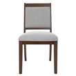 Tom Side Dining Chair Set of 2- Brown Solid Wood- Gray Woven Fabric